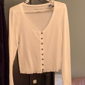 Button up white long sleeve.